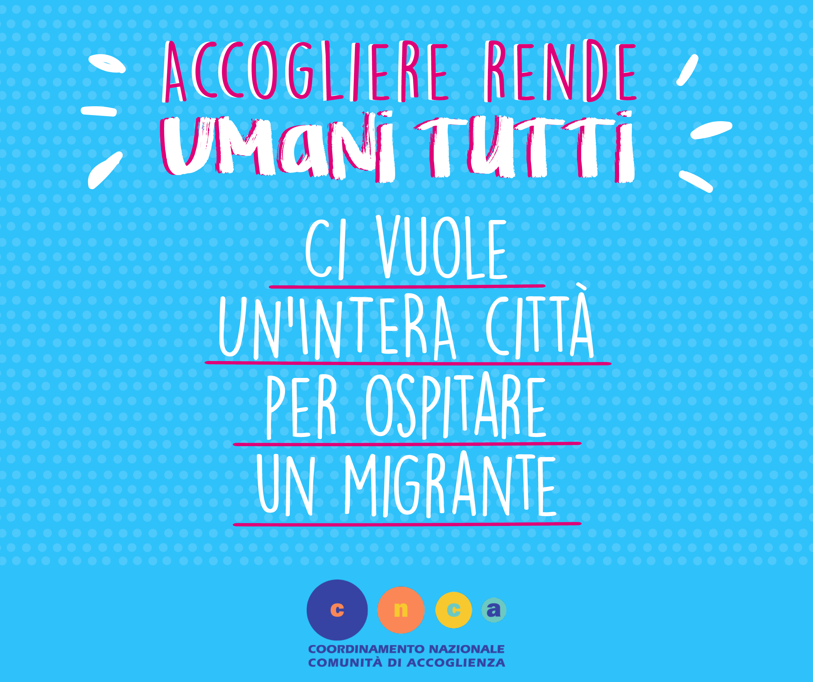 Accogliere rende umani logo cnca